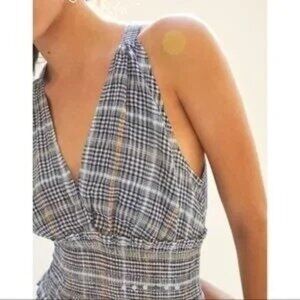 Anthropologie Pilcro Jessie Smocked Plaid Halter Top
